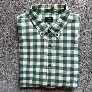 NWOT JCREW Factory Homespun Slim Fit Green Check Shirt Size XL